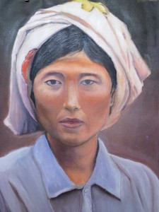 asian women portrait, oil painting on canvas
